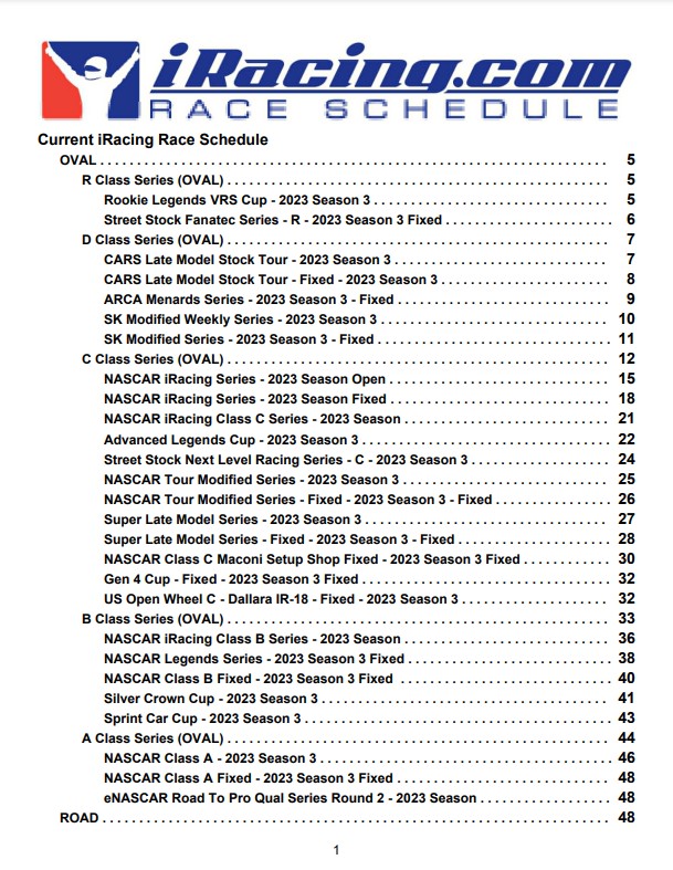 Iracing Season 3 2024 Schedule Pdf Davine Jordan